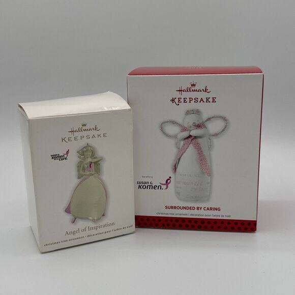 Hallmark Keepsake Ornament Susan G Komen Set 2 2013 and 2011 Caring Inspiration - Picture 1 of 6